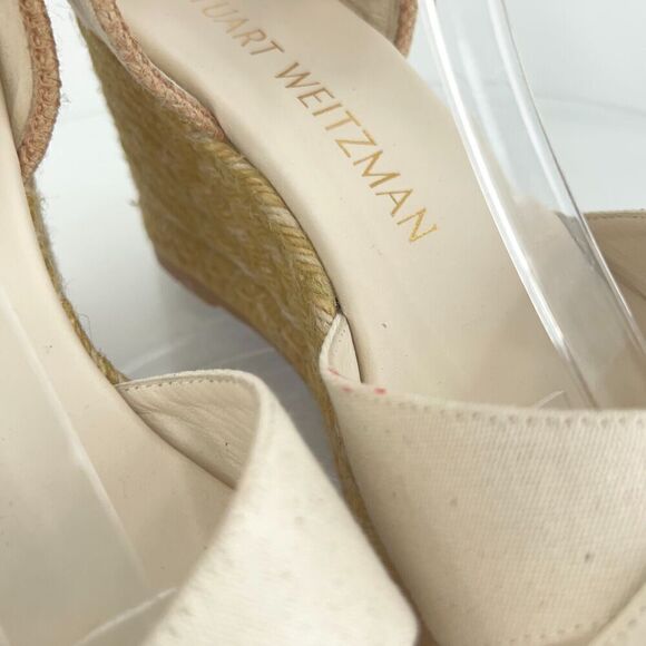 Stuart Weitzman Mirela II Women's Size 9 B Canvas Espadrille Wedge Sandals Ivory - Picture 5 of 15